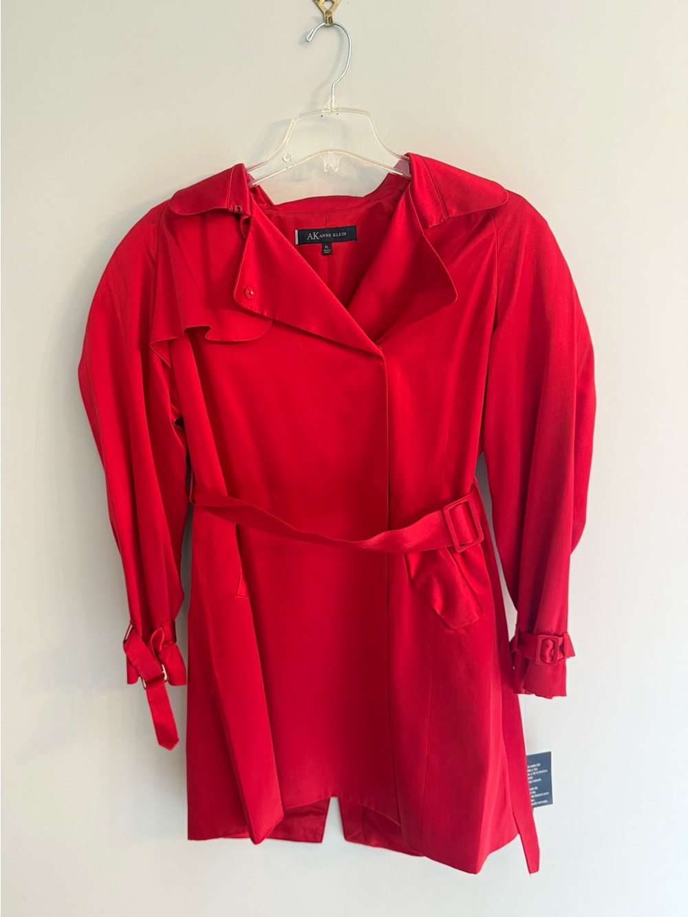 Anne Klein Red Belted Trench Jacket Petite L NWT
